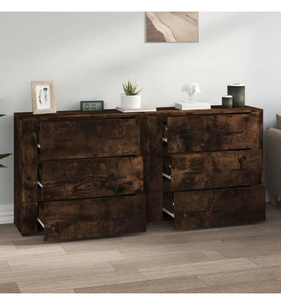 Sideboards 2 Stk. Räuchereiche Holzwerkstoff