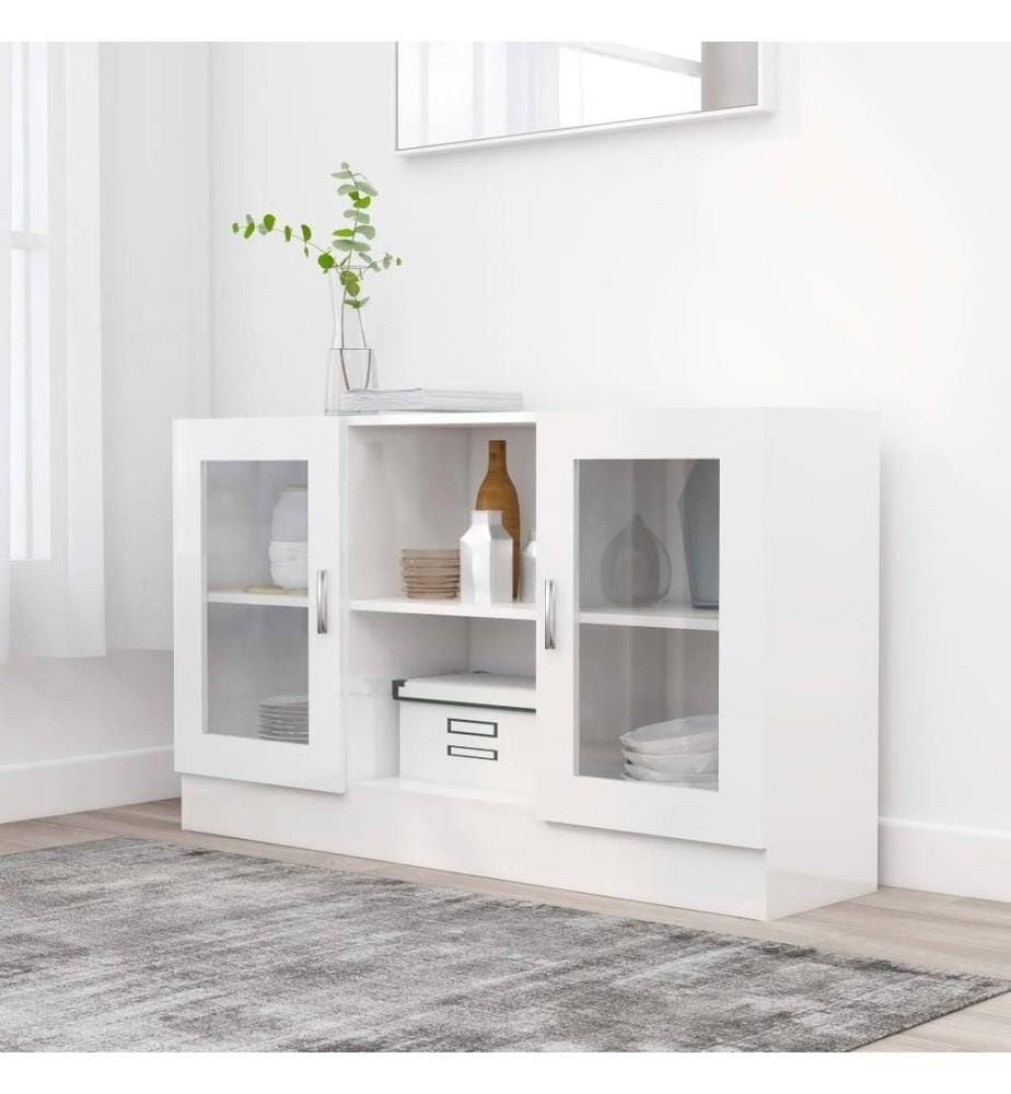 Vitrinenschrank Hochglanz-Weiss 120x30,5x70 cm Holzwerkstoff