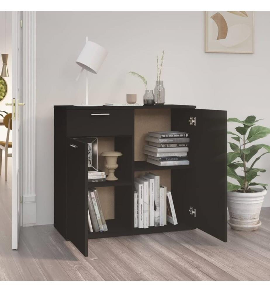 Sideboard Schwarz 80x36x75 cm Holzwerkstoff