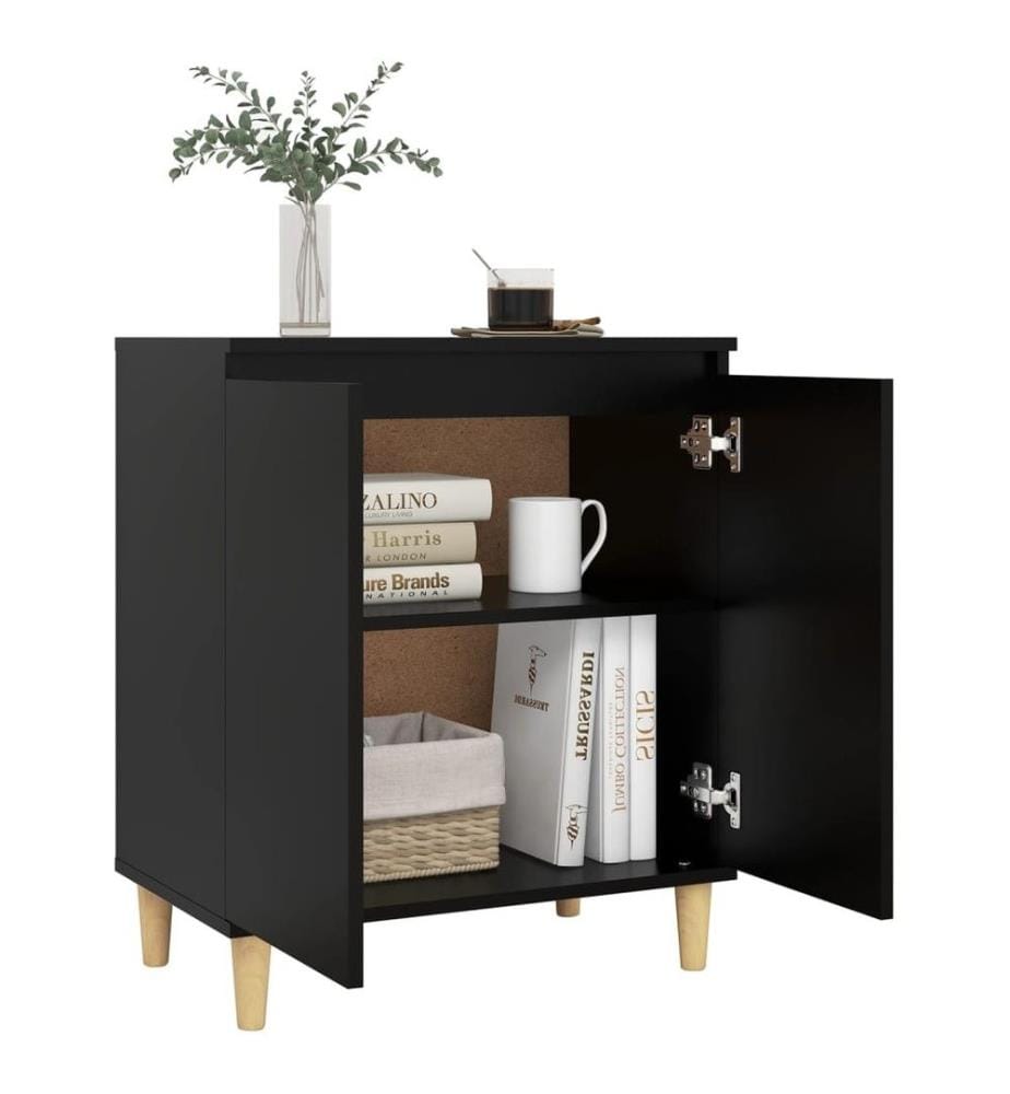 Sideboard mit Massivholz-Beinen Schwarz 60x35x70 cm