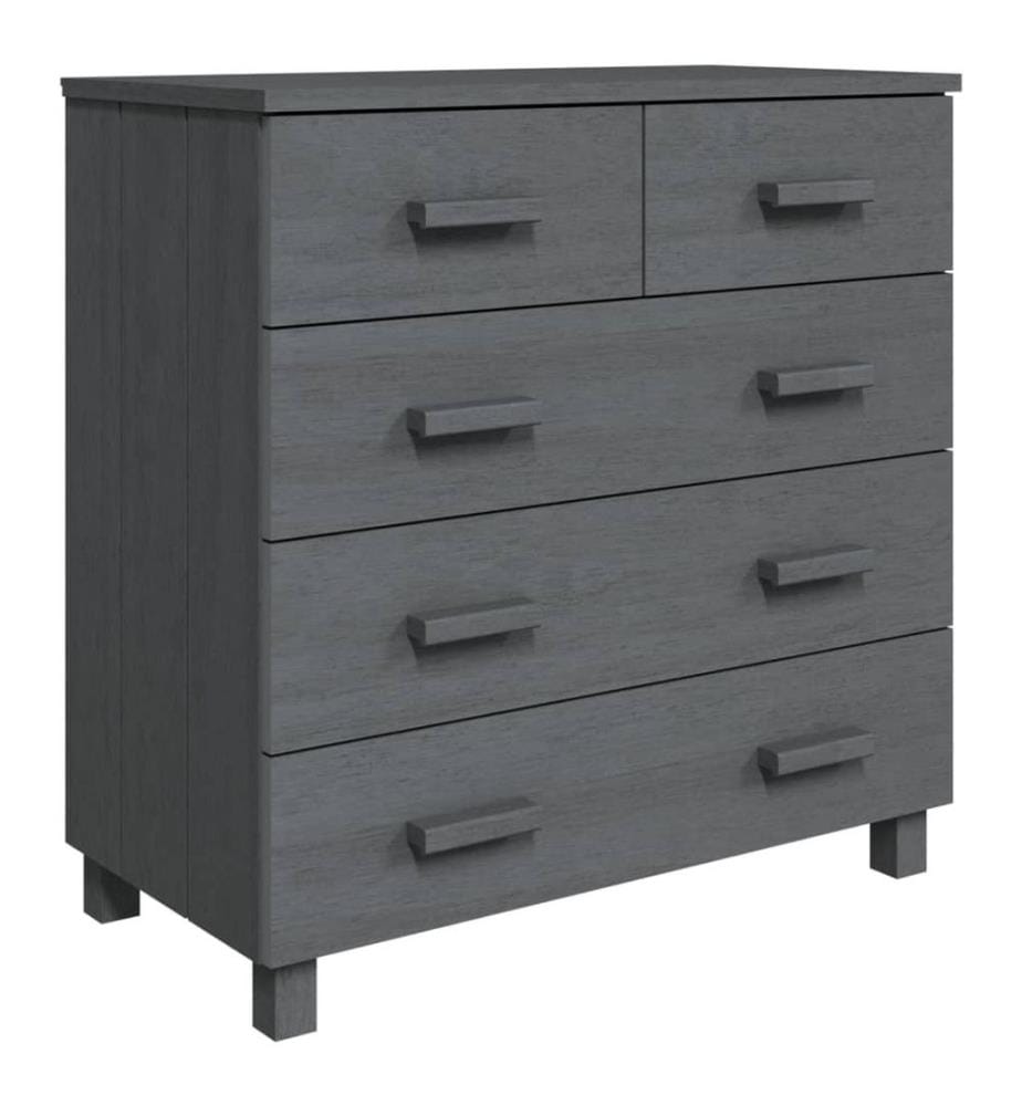 Sideboard HAMAR Dunkelgrau 79x40x80 cm Massivholz Kiefer