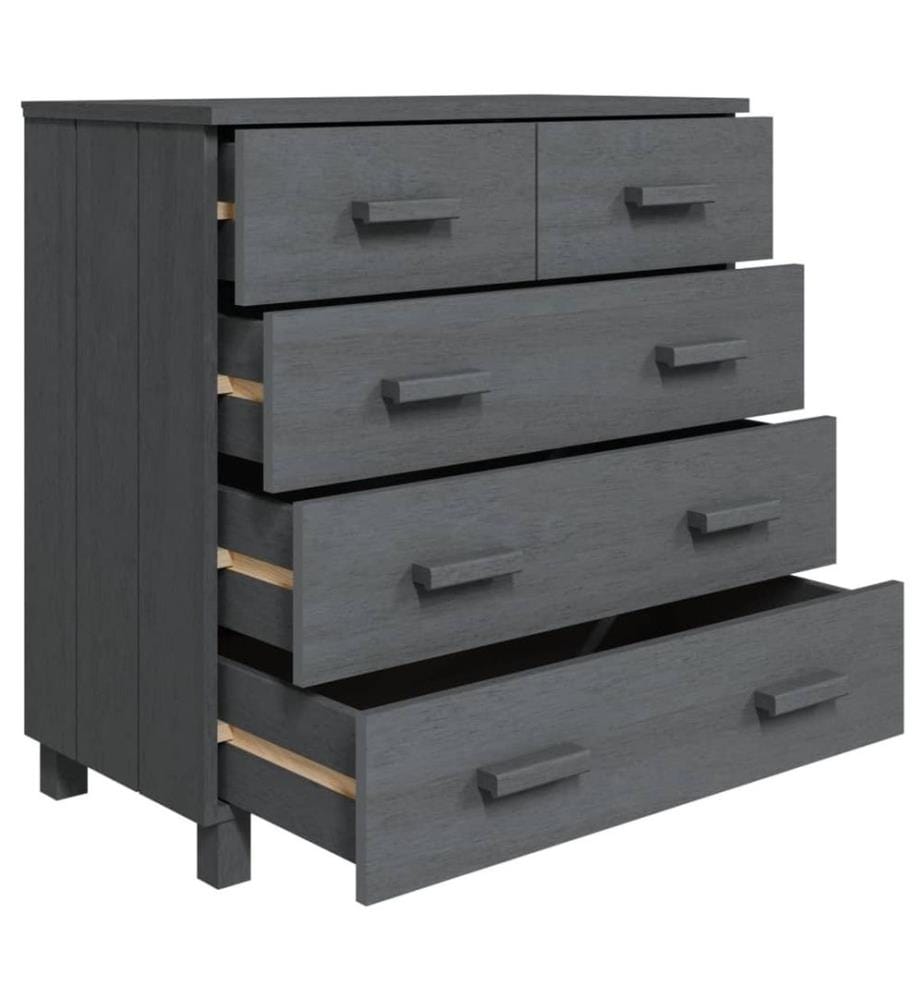 Sideboard HAMAR Dunkelgrau 79x40x80 cm Massivholz Kiefer