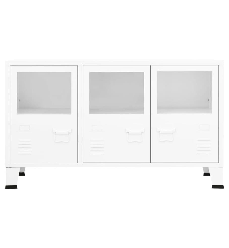 Buffet industriel Blanc 105x35x62 cm Métal et verre