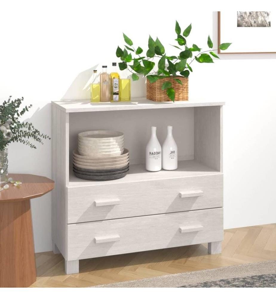 Sideboard HAMAR Weiss 85x35x80 cm Massivholz Kiefer