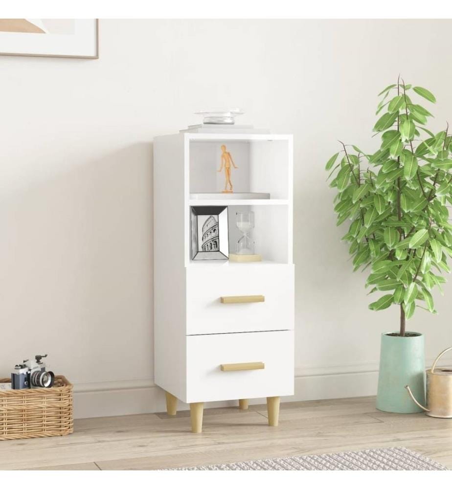 Sideboard Hochglanz-Weiss 34,5x34x90 cm Holzwerkstoff