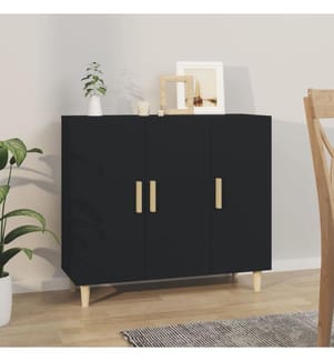 Buffet noir 90x34x80 cm bois d'ingénierie