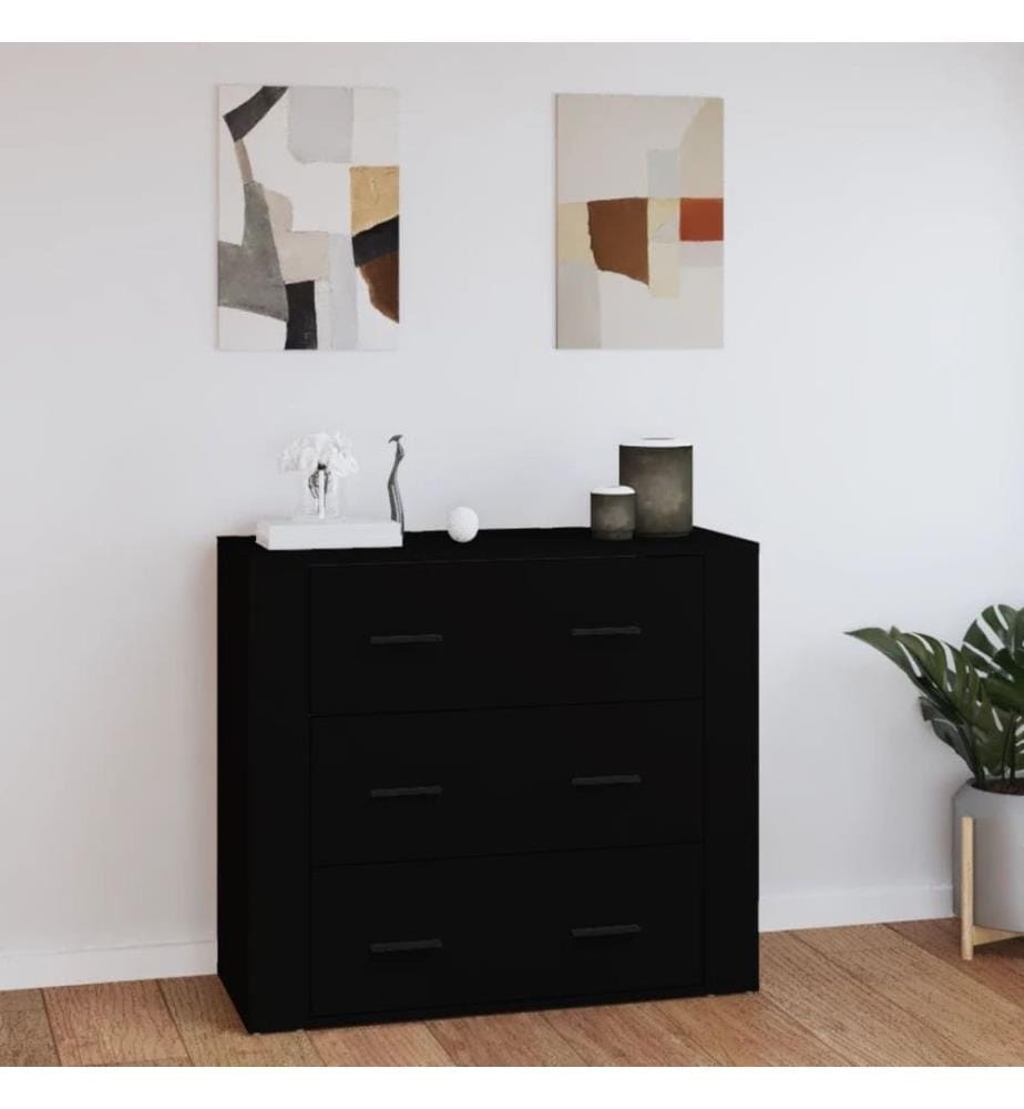 Sideboard Schwarz 80x33x70 cm Holzwerkstoff