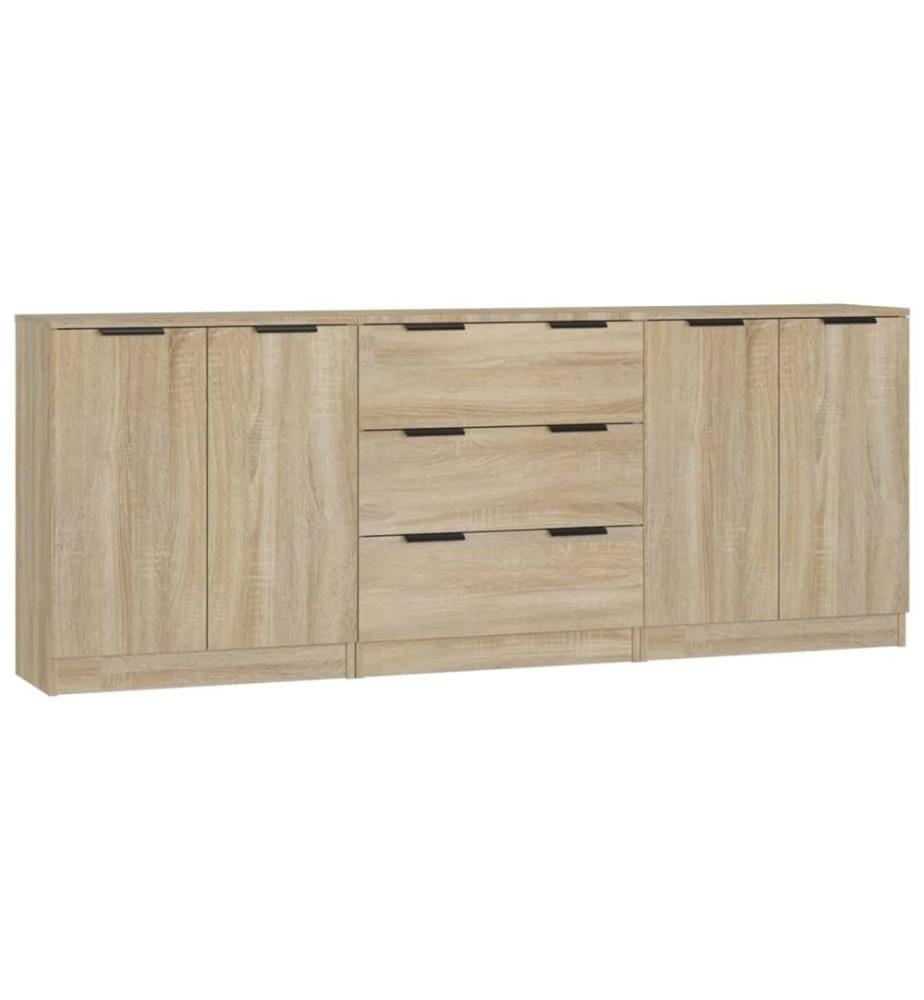 3-tlg. Sideboard Sonoma Eiche-Optik Holzwerkstoff