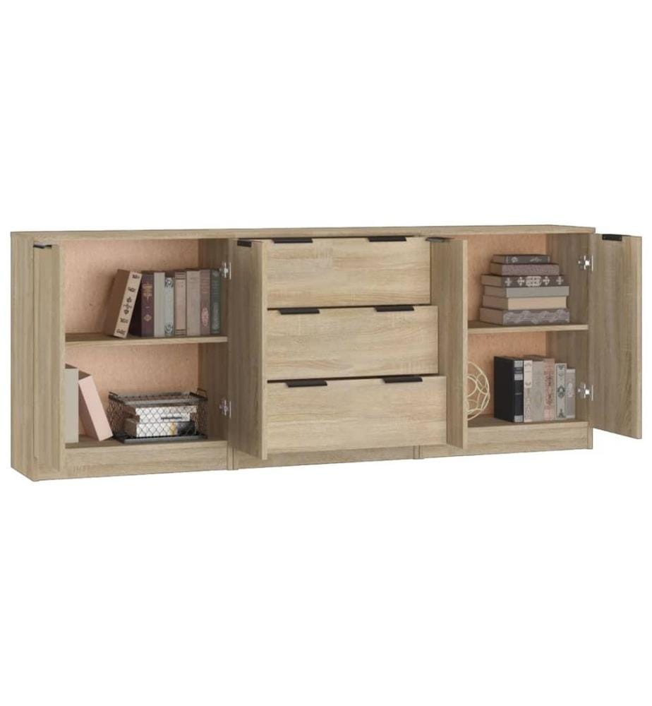 3-tlg. Sideboard Sonoma Eiche-Optik Holzwerkstoff