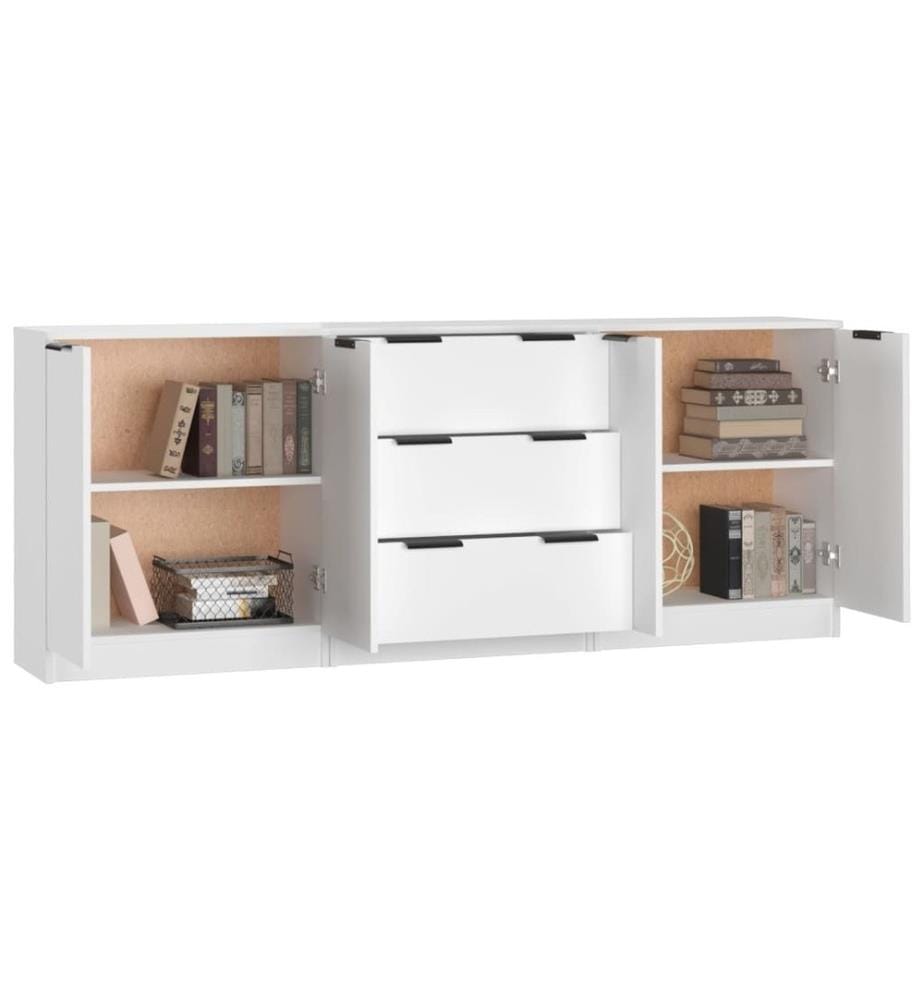 3-tlg. Sideboard Weiss Holzwerkstoff