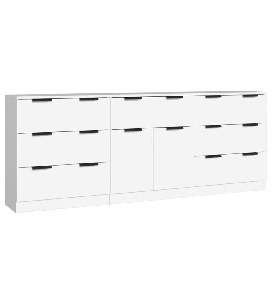 Buffets 3 pcs Blanc Bois d'ingénierie