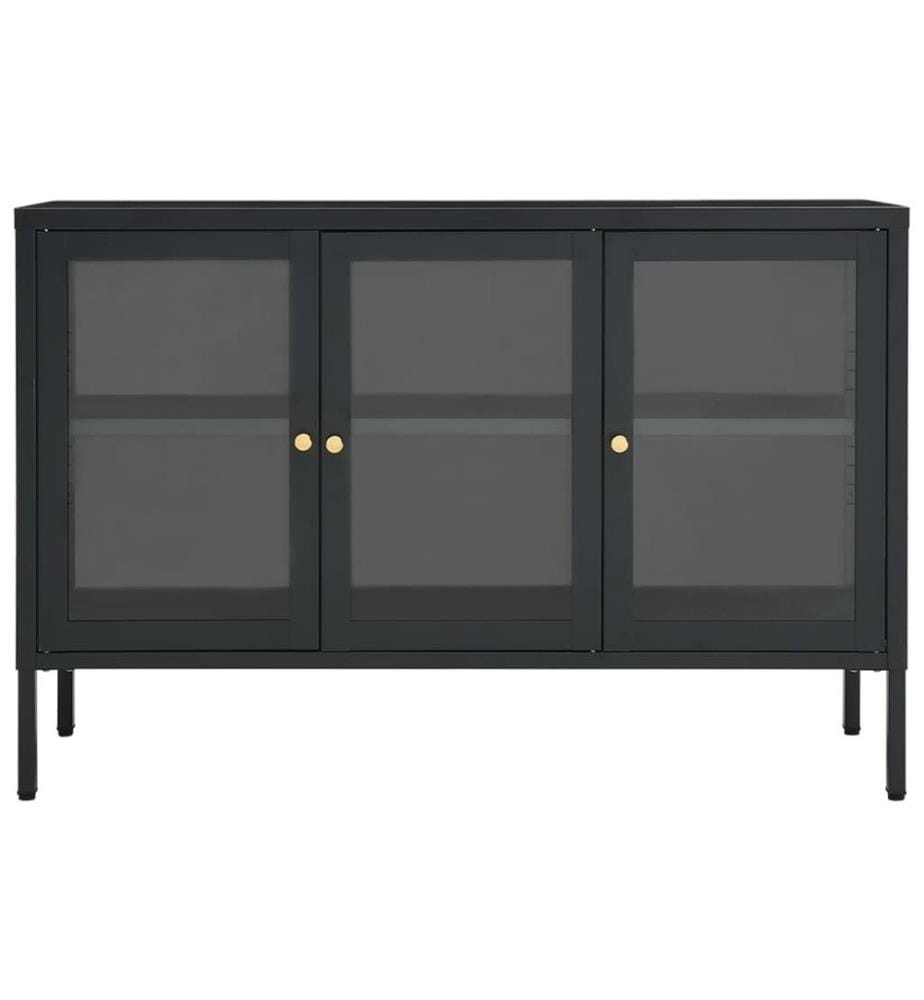 Buffet Anthracite 105x35x70 cm Acier et verre