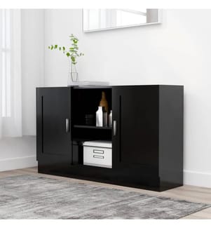 Buffet Noir 120x30,5x70 cm Aggloméré