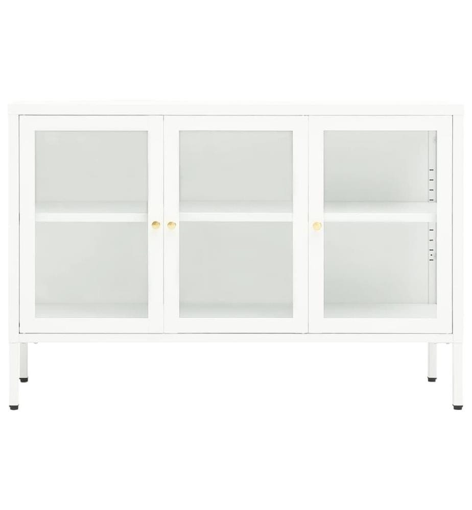 Sideboard Weiss 105x35x70 cm Stahl und Glas