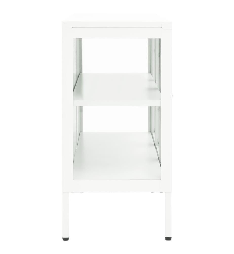 Sideboard Weiss 105x35x70 cm Stahl und Glas