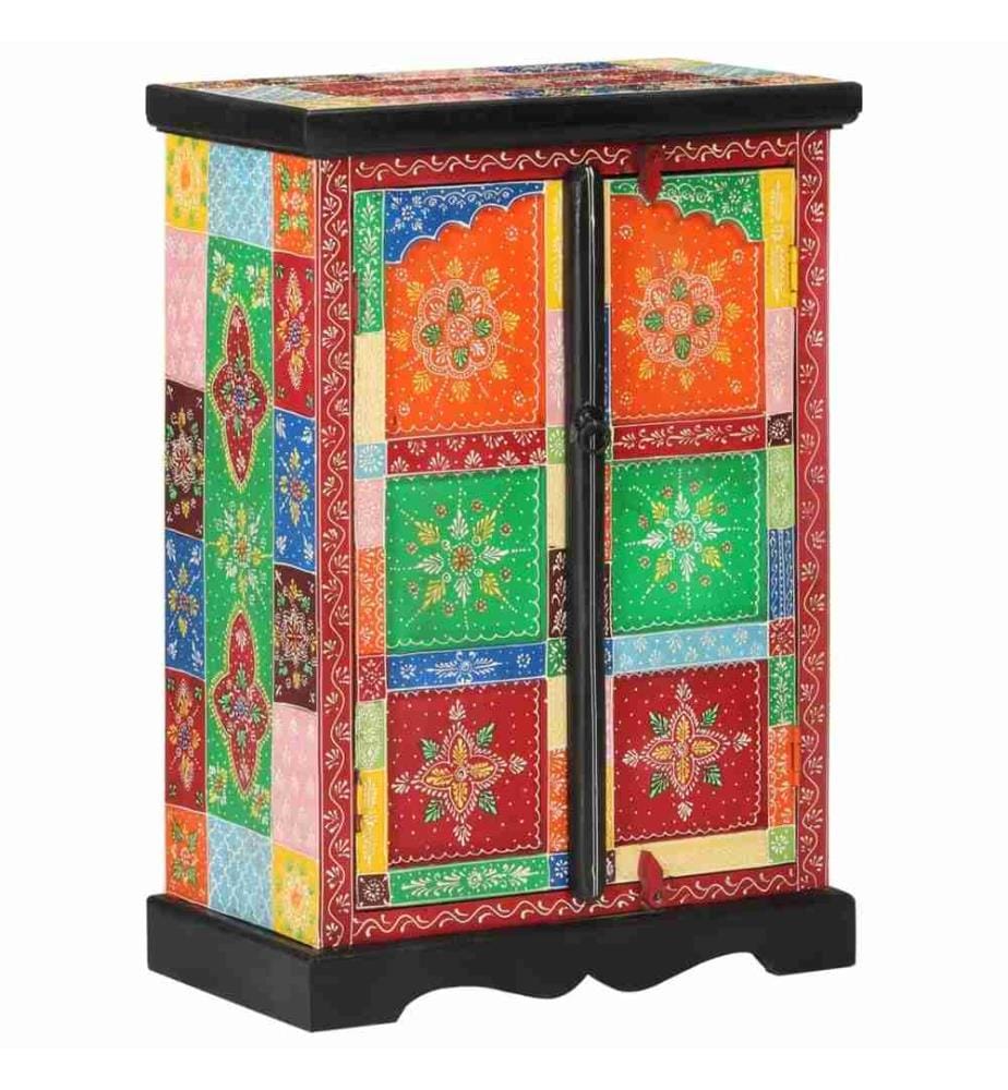 Sideboard Handbemalt mit Türen 53x30x75 cm Massivholz Mango