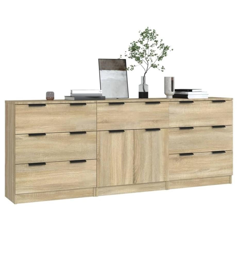 3-tlg. Sideboard Sonoma Eiche-Optik Holzwerkstoff