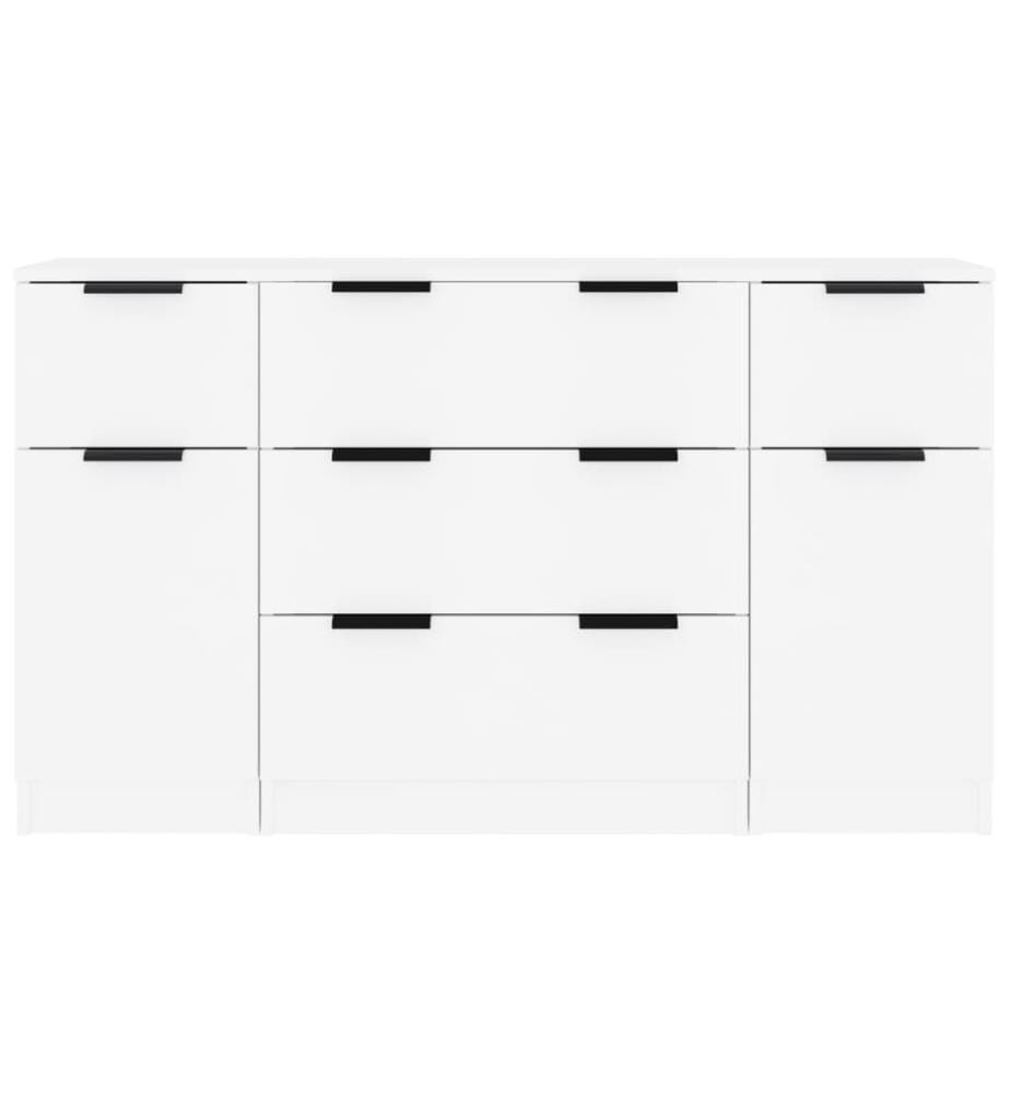 Ensemble de buffets 3 pcs Blanc Bois d'ingénierie