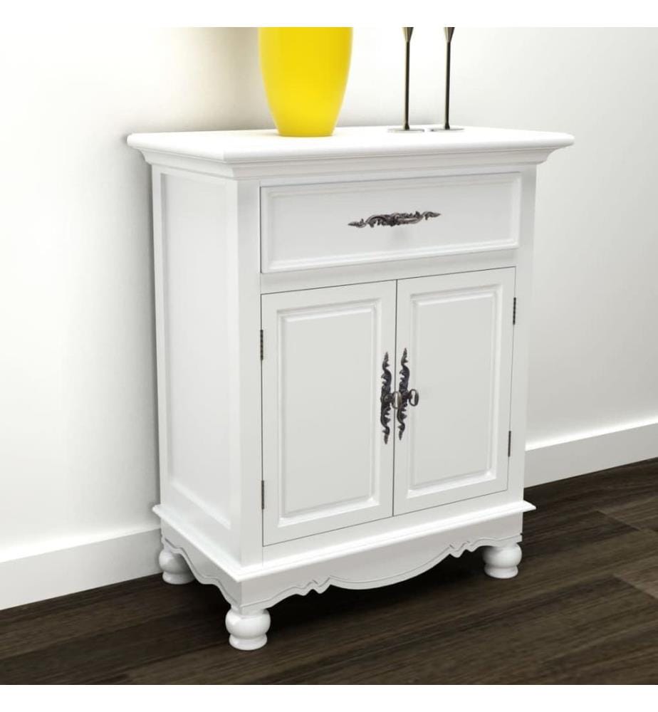Holzschränkchen mit 2 Türen 1 Schublade Weiss