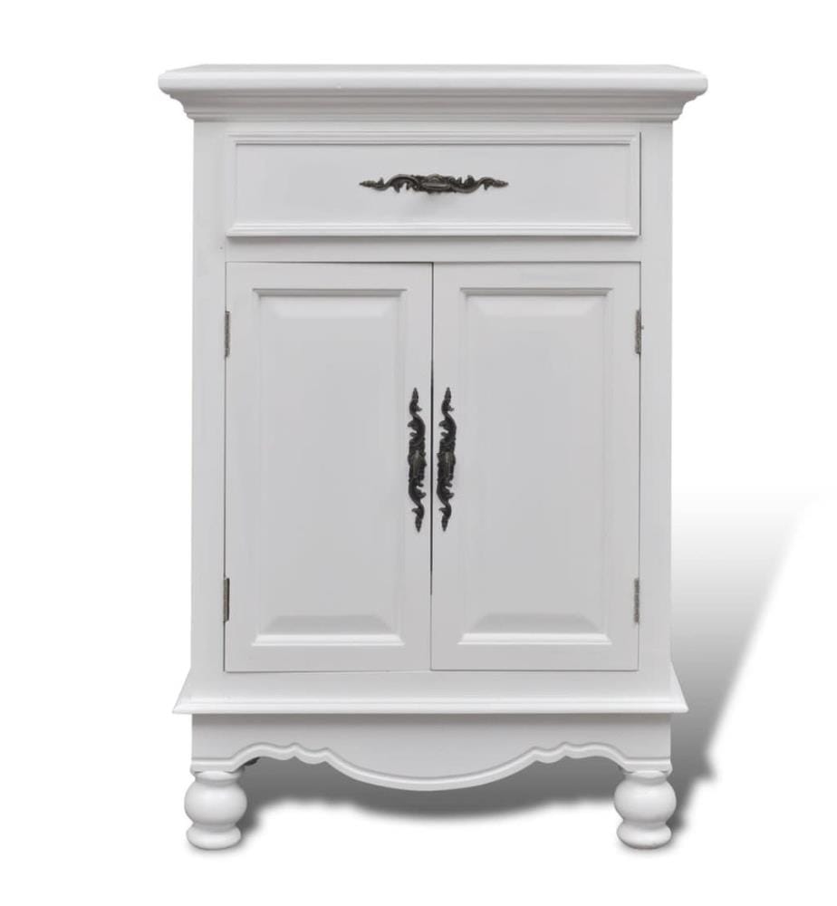 Holzschränkchen mit 2 Türen 1 Schublade Weiss