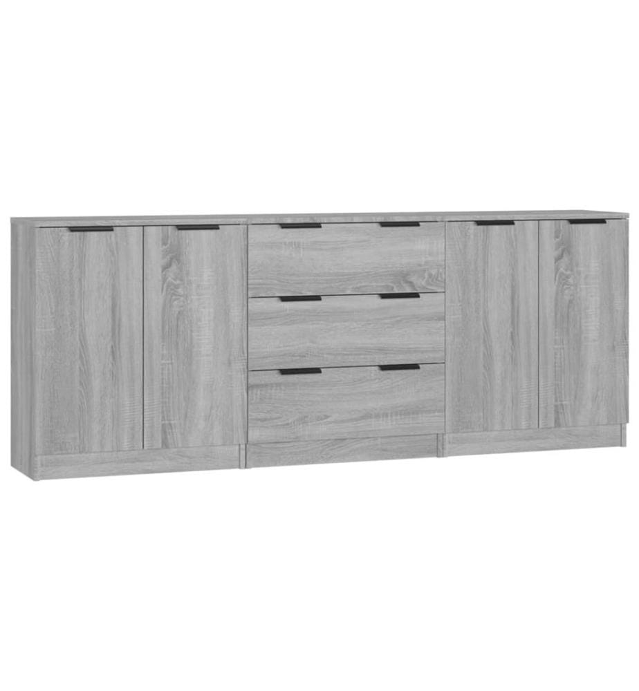 Buffets 3 pcs Sonoma gris Bois d'ingénierie
