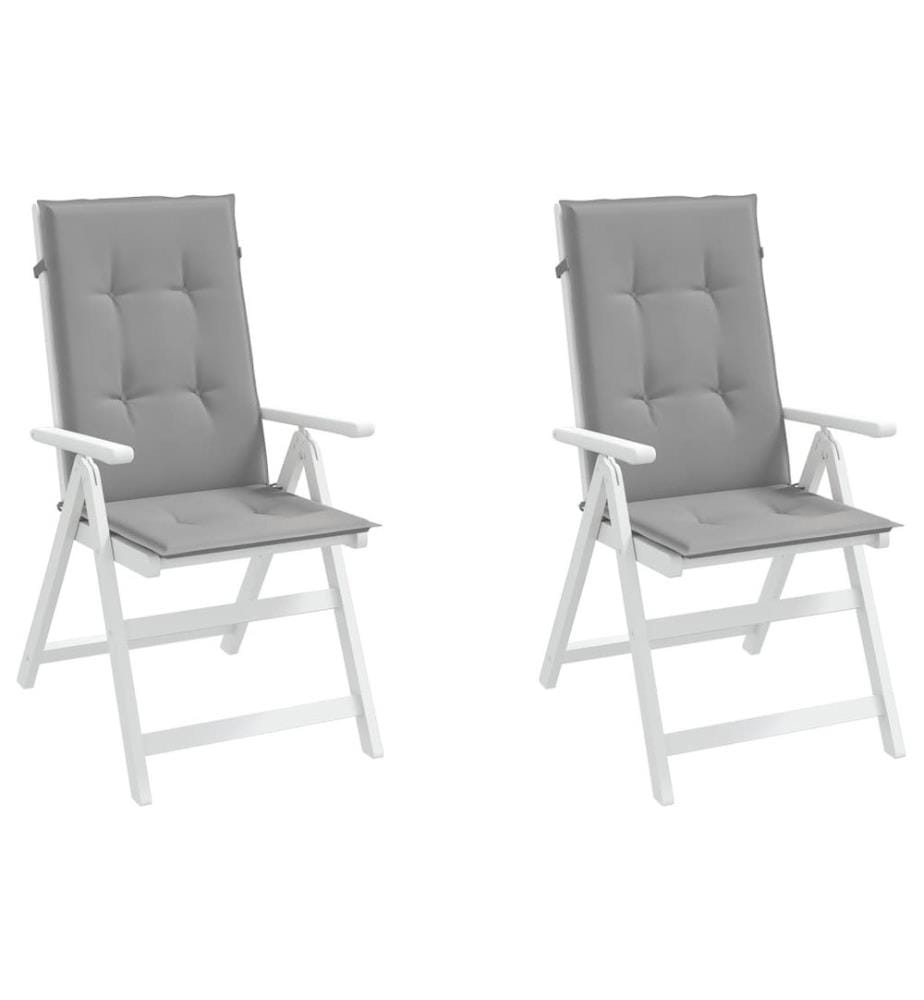 Coussins de chaise de jardin à dossier haut lot de 2 gris tissu