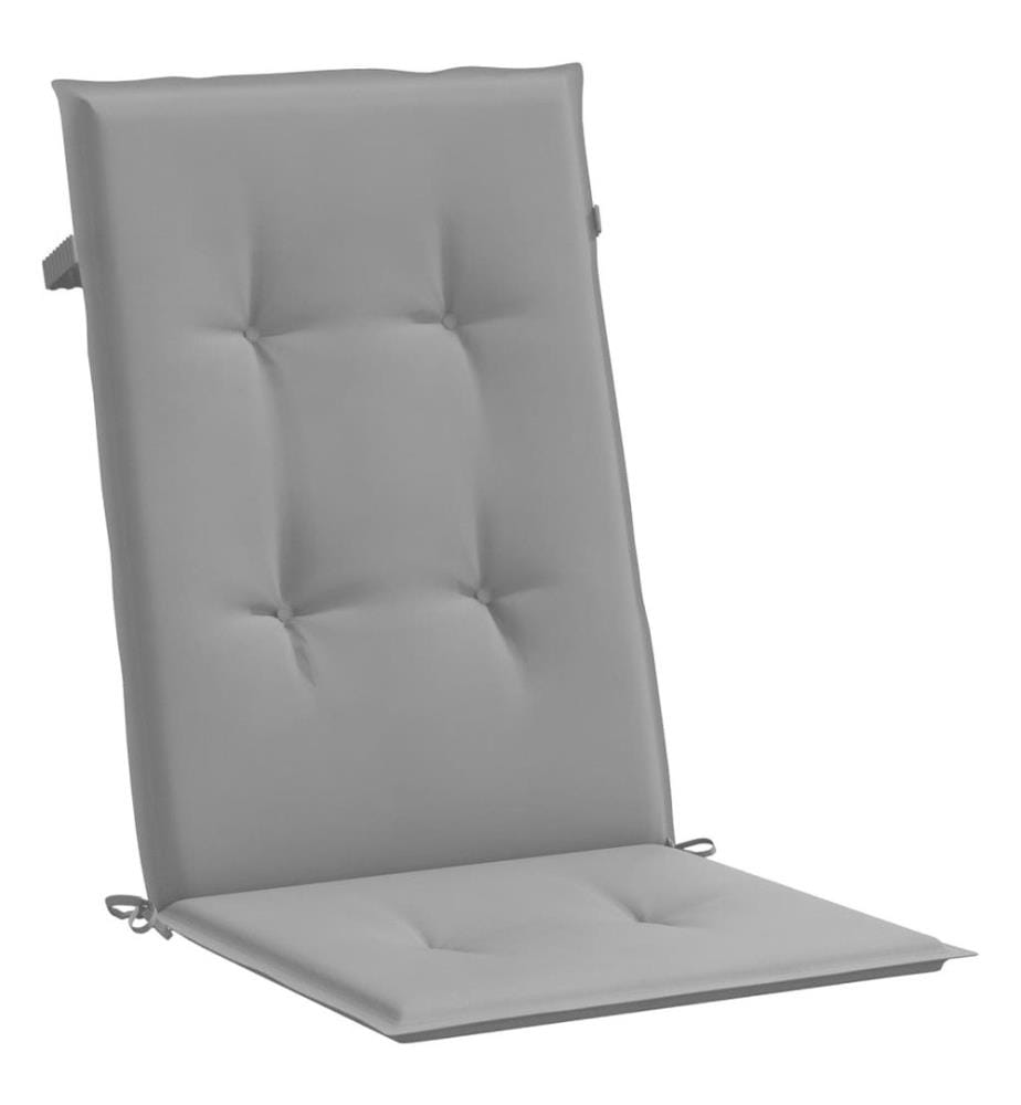 Coussins de chaise de jardin à dossier haut lot de 2 gris tissu