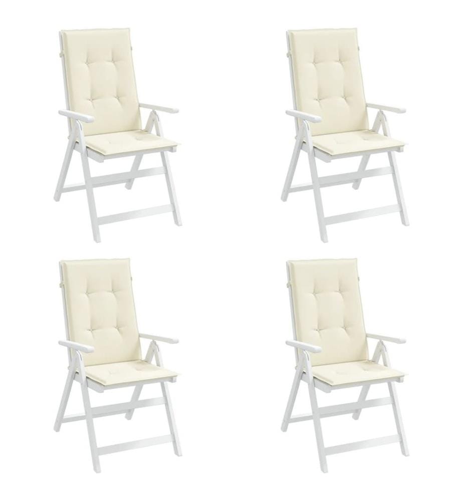 Coussins de chaise de jardin dossier haut lot de 4 crème tissu