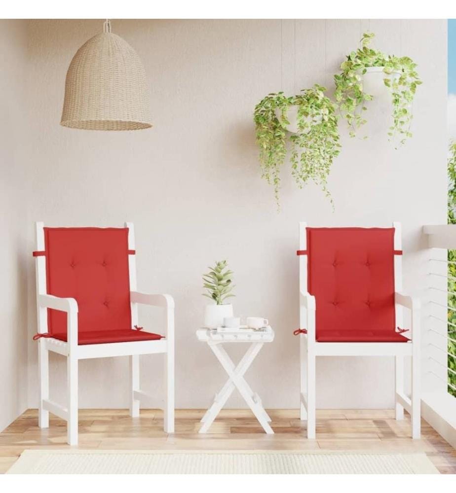 Coussins de chaise de jardin à dossier bas lot de 2 rouge