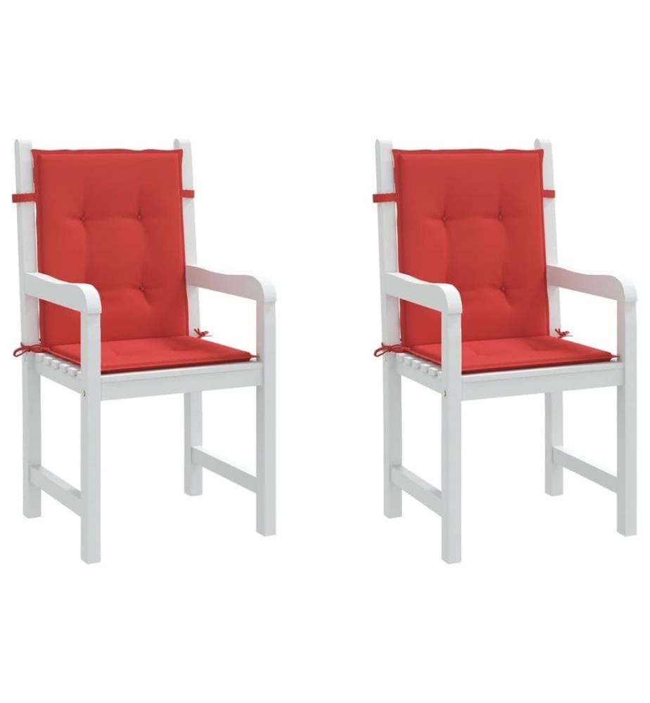 Coussins de chaise de jardin à dossier bas lot de 2 rouge