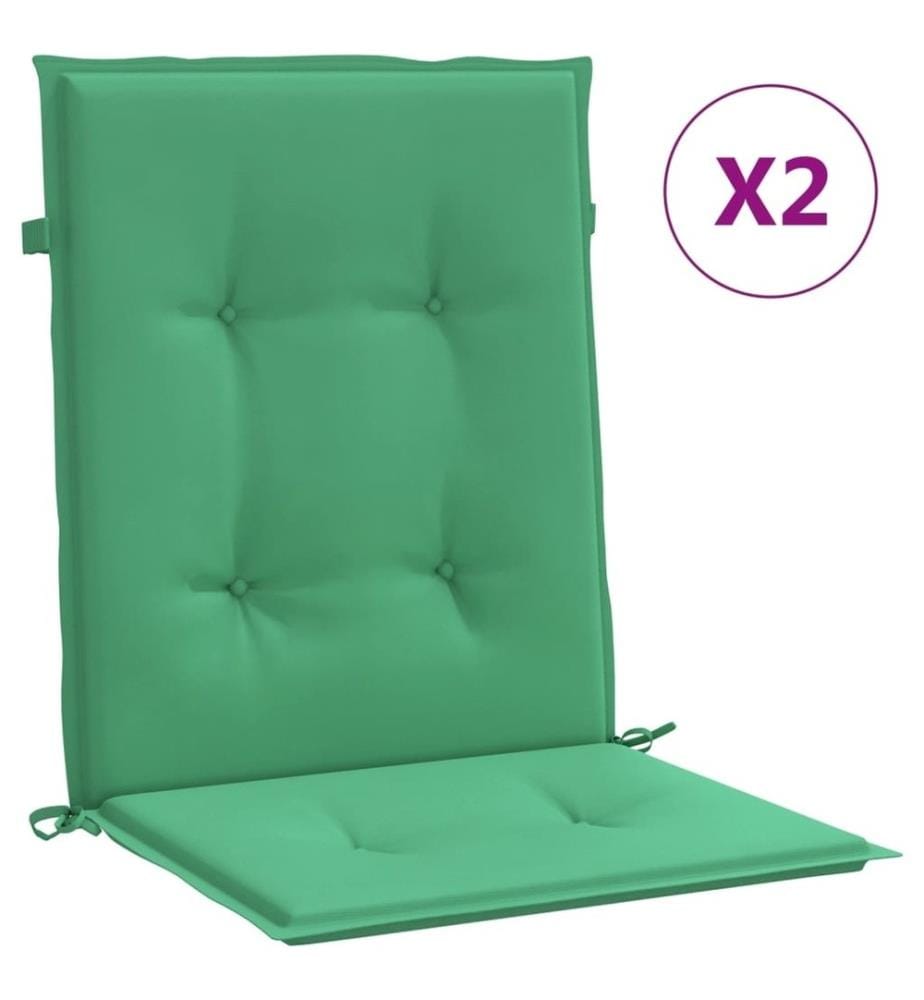 Coussins de chaise de jardin à dossier bas lot de 2 vert