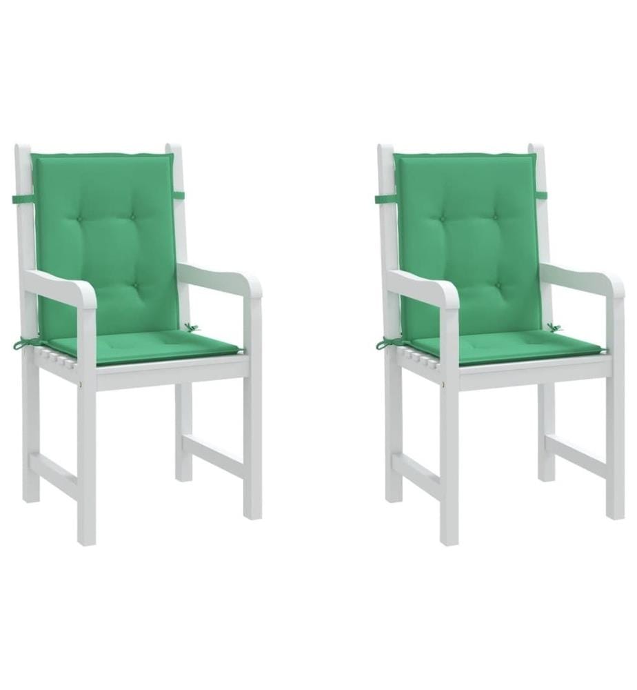 Coussins de chaise de jardin à dossier bas lot de 2 vert