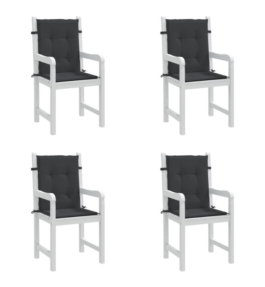 Coussins de chaise de jardin à dossier bas lot de 4 noir