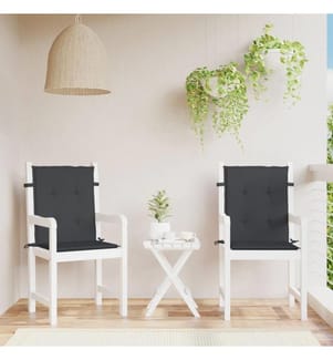 Coussins de chaise de jardin à dossier bas lot de 2 noir