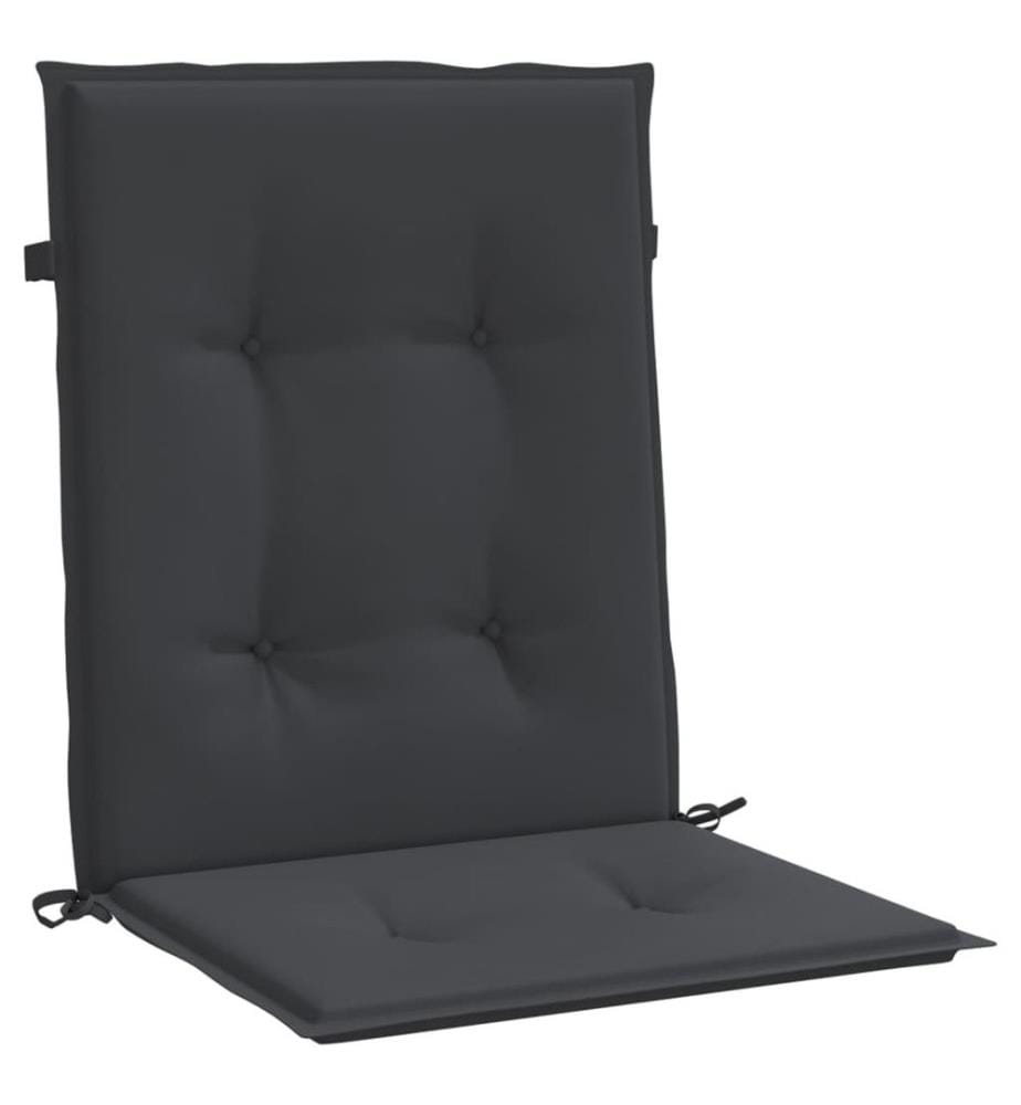 Coussins de chaise de jardin à dossier bas lot de 2 noir