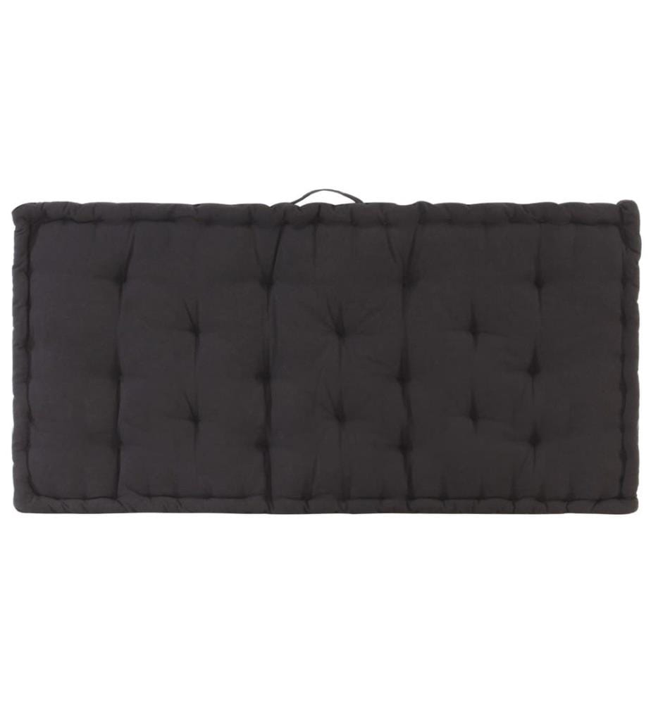 Coussin de plancher de palette Coton 120x80x10 cm Noir