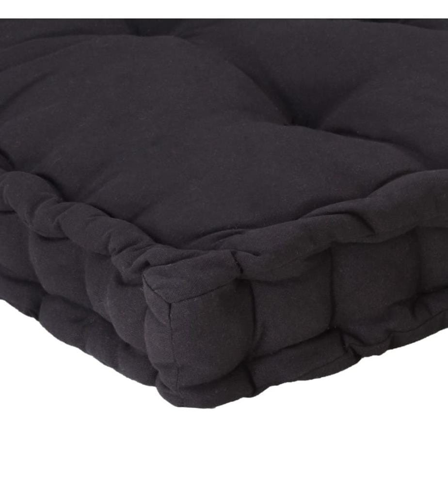 Coussin de plancher de palette Coton 120x80x10 cm Noir
