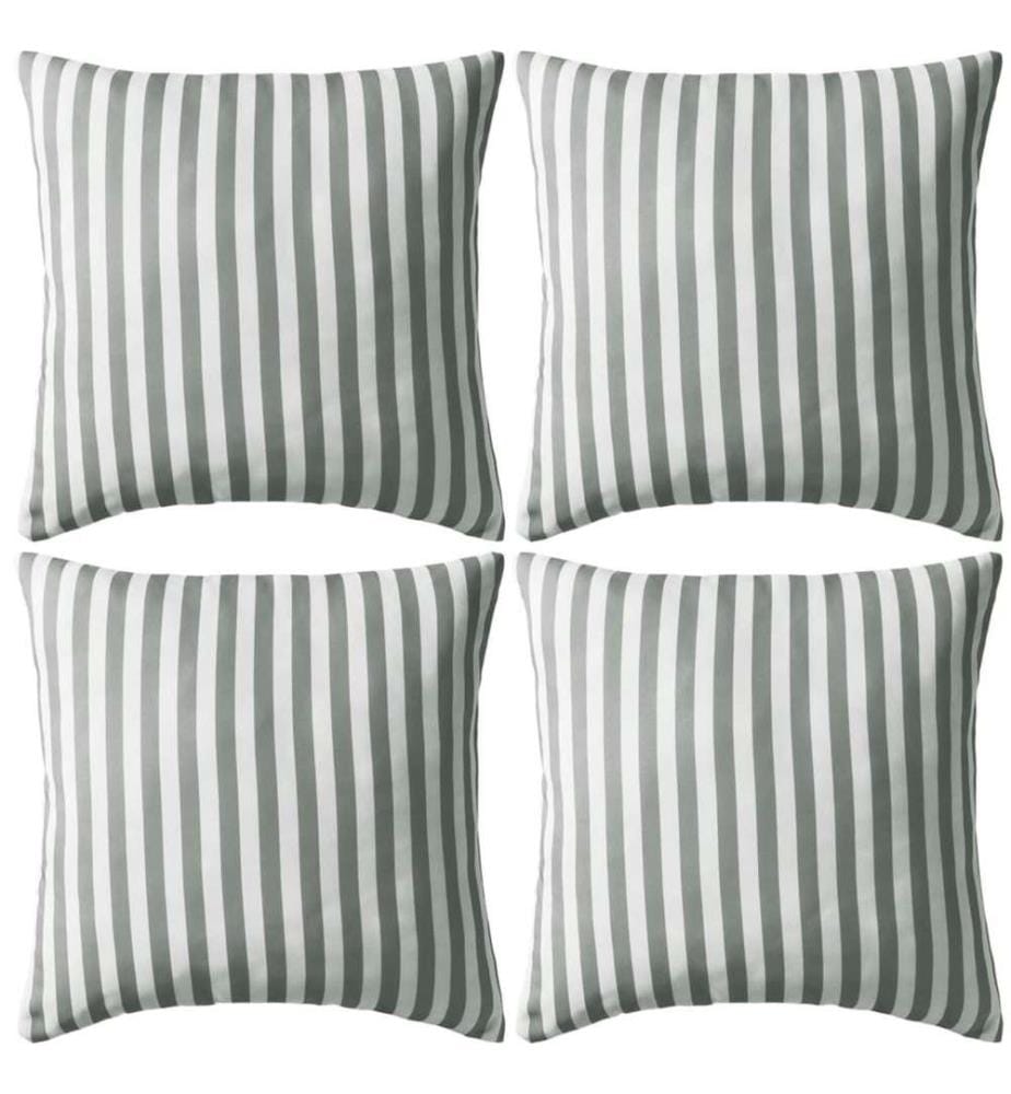 Oreiller d'extérieur 4 pcs Impression rayure 45 x 45 cm Gris