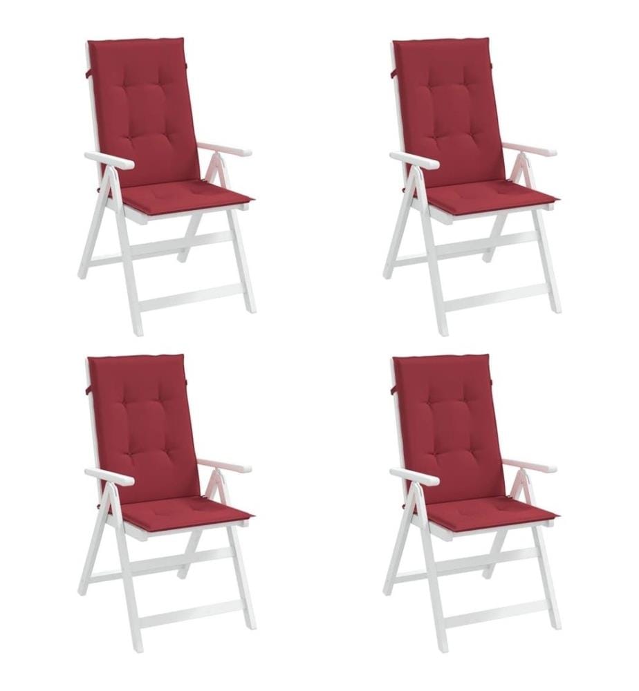 Coussins de chaise de jardin à dossier haut lot de 4 bordeaux