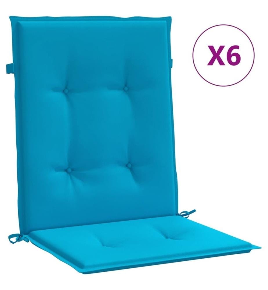 Coussins de chaise de jardin à dossier bas lot de 6 bleu