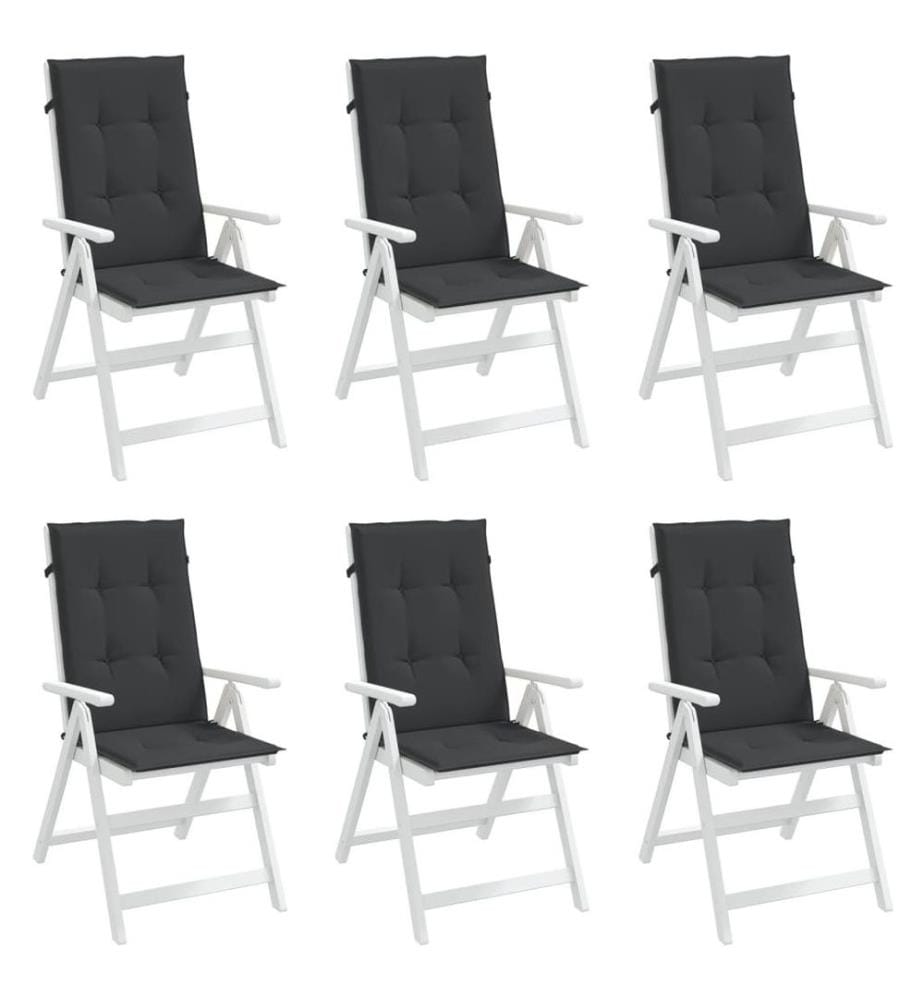 Gartenstuhlauflagen für Hochlehner 6 Stk. Schwarz 120x50x3 cm