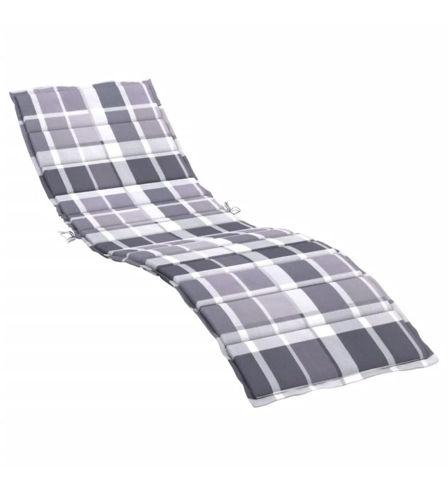 Coussin de chaise longue motif à carreaux gris 200x60x3 cm