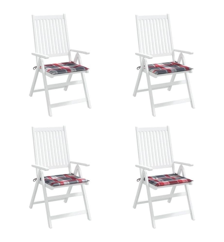 Coussins de chaise de jardin 4 pcs carreaux rouges 50x50x3 cm