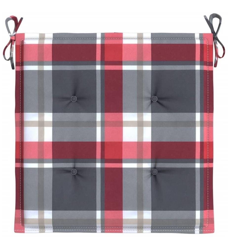 Coussins de chaise de jardin 4 pcs carreaux rouges 50x50x3 cm