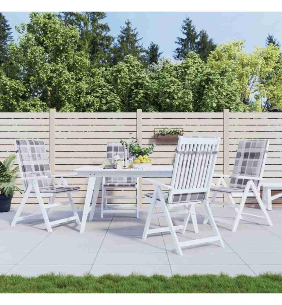 Coussins de chaise jardin à dossier haut lot de 4 carreaux gris
