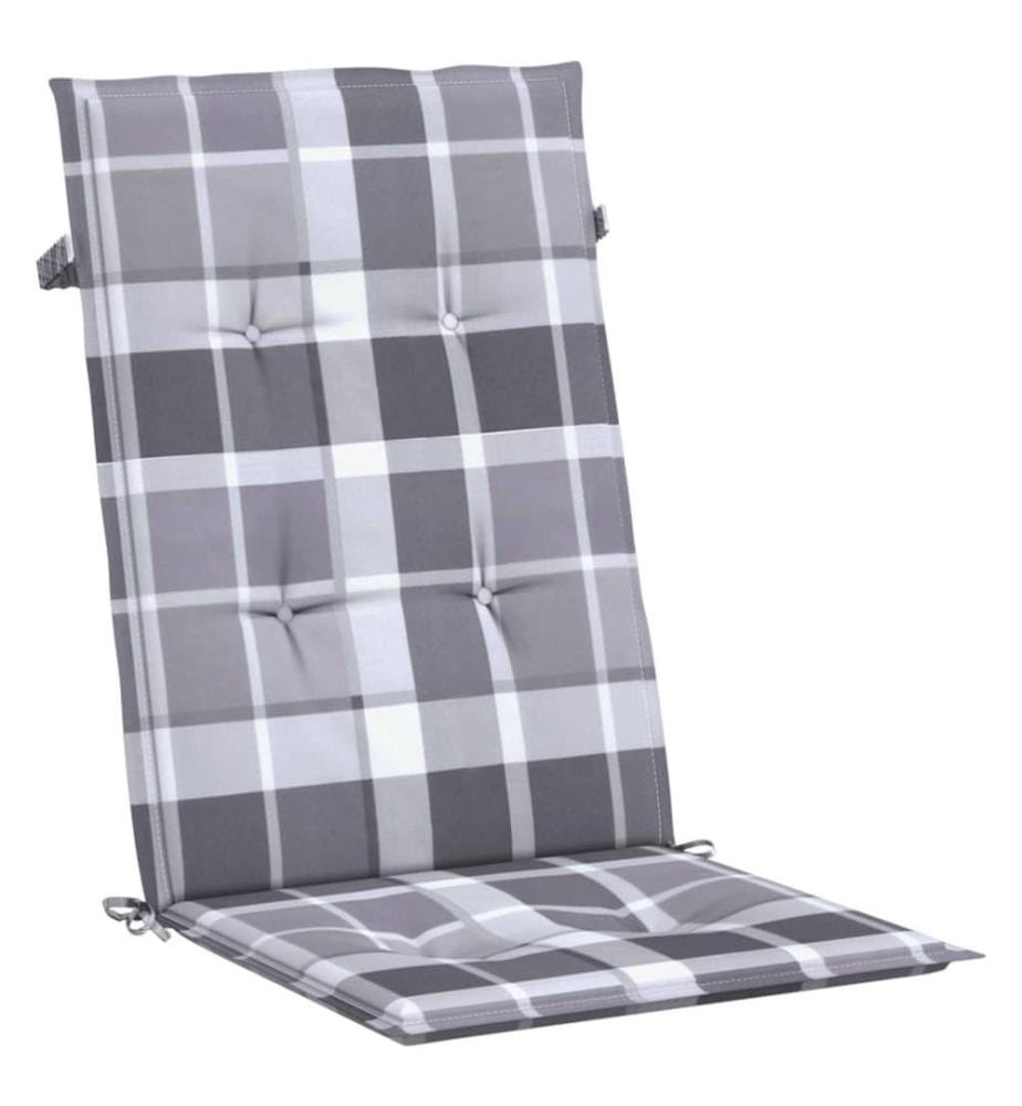 Coussins de chaise jardin à dossier haut lot de 4 carreaux gris