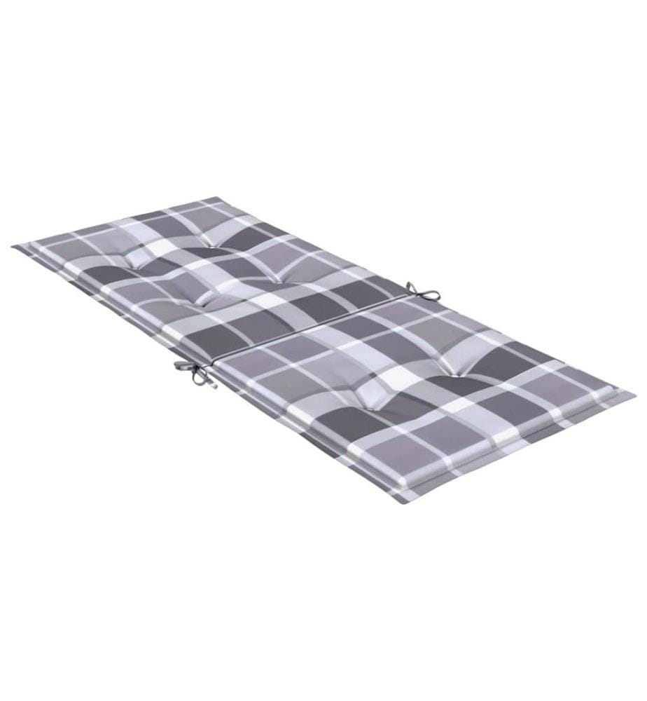 Coussins de chaise jardin à dossier haut lot de 4 carreaux gris