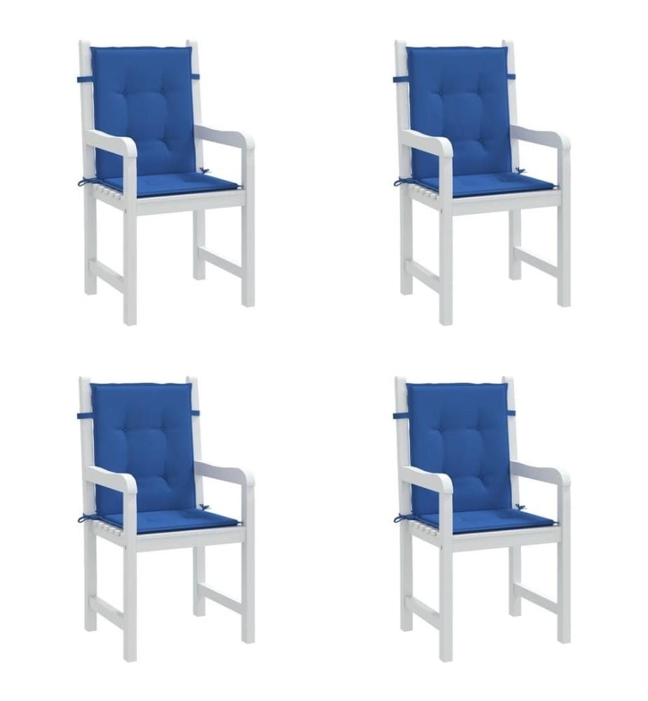 Coussins de chaise de jardin à dossier bas lot de 4 bleu royal