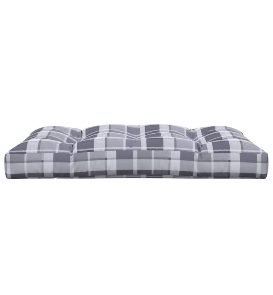 Coussin de palette motif à carreaux gris 120x80x12 cm tissu