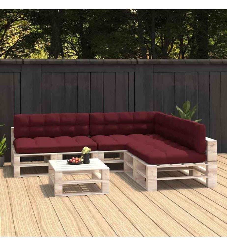 Coussins de canapé palette 7 pcs Rouge bordeaux